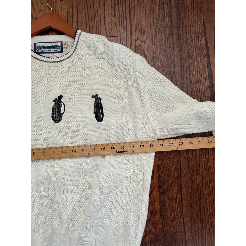 Vintage Shenandoah Mens 90s Embroidered Chunky Knit Sweater M Preppy Oldmoney‎ - Picture 8 of 13